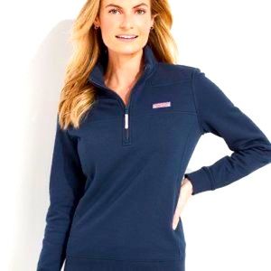 VINEYARD VINES 🐳 Navy Blue Shep Shirt 1/4 Zip Pullover Jacket Mock Neck Whale